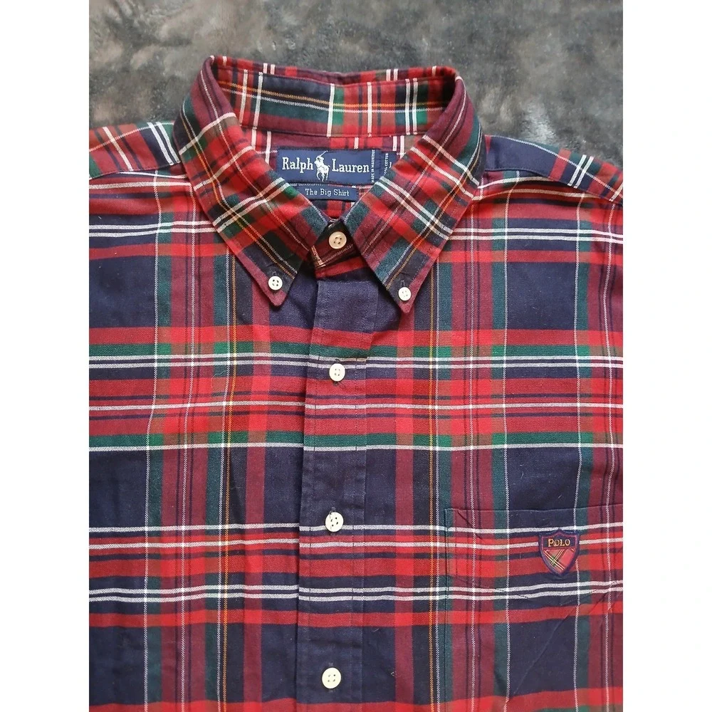 Polo Ralph Lauren The Big Shirt MENS LARGE Button Up red Plaid